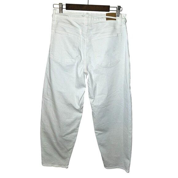 American Eagle White Barrel Jeans 6 Long Mid Rise Stretch Casual Minimalist NWOT - Picture 4 of 11